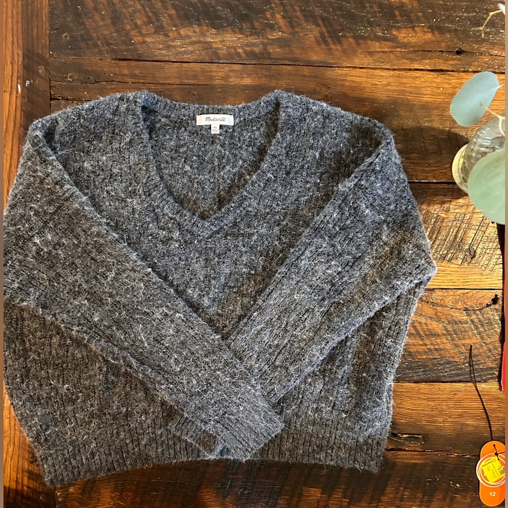 Madewell alpaca blend  grey cropped sweater